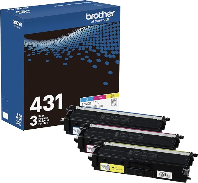 Brother TN-431 3PK, Cyan, Magenta, Yellow, Standard Yield, Model: TN4313PK