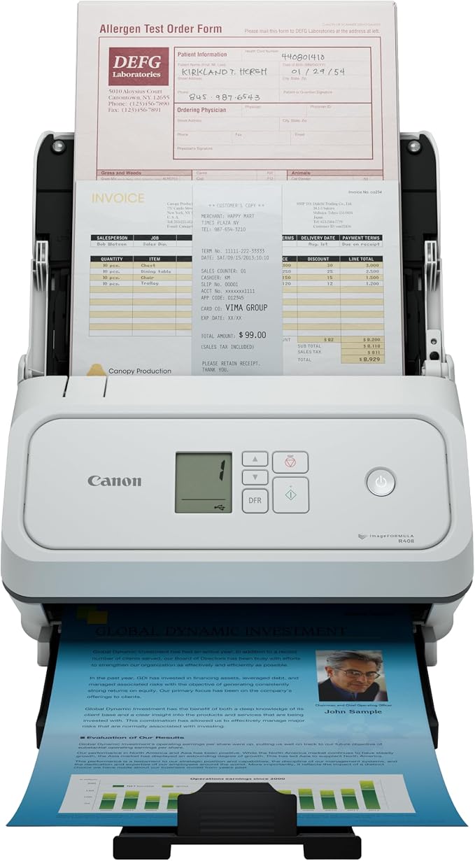 Canon imageFORMULA R40II Office Document Scanner - Duplex Scanning, Easy Setup, Scans a Wide Variety of Documents, Scans to Cloud