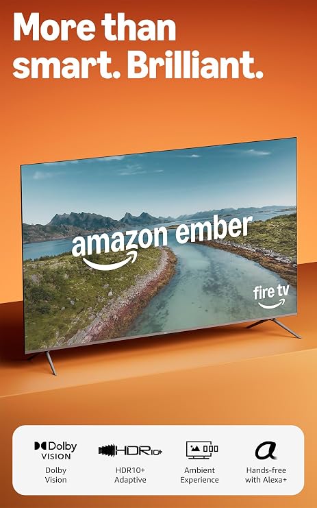 Amazon Ember 55" QLED Series with Fire TV (newest model), 4K Ultra HD smart TV, HDR10+, Dolby Vision, Dolby Audio, quad-core processor, find shows faster with Alexa+