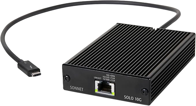 Sonnet Technologies Solo 10G Thunderbolt 3 to 10GBASE-T Ethernet Fanless Adapter (SOLO10G-TB3)