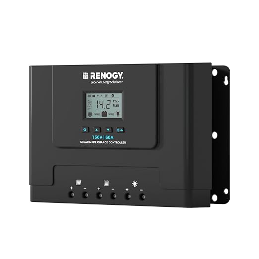 Renogy 60A MPPT Solar Charge Controller 12V/24V/36V/48V Auto, 150V Maximum Solar Input, for Gel Sealed Flooded and Lithium Battery, Rover Lite 60A