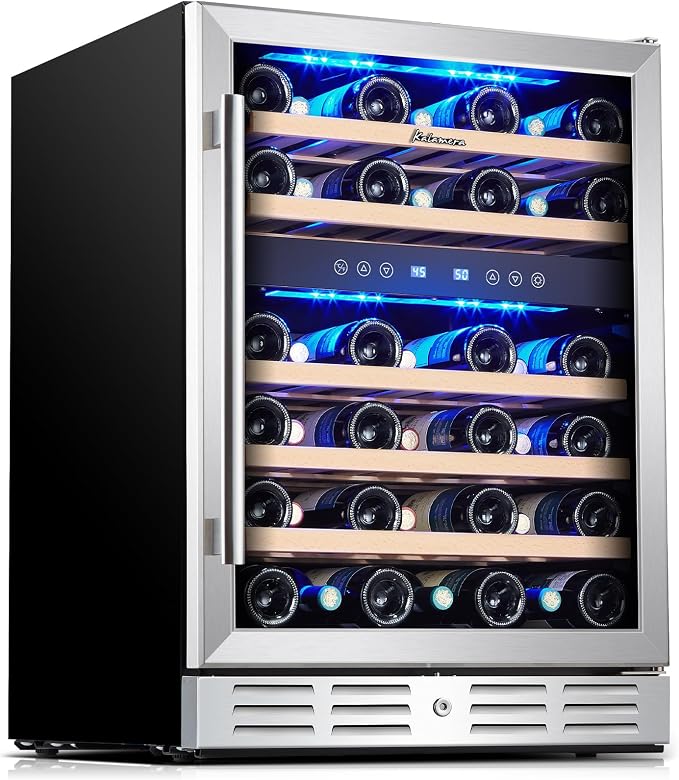 24 inch Wine Cooler, 37 Bottle Dual Zone Built-in or Freestanding