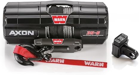 WARN 101130 AXON 35-S Powersports Winch with Spydura Synthetic Cable Rope: 3/16" Diameter x 50' Length, 1.75 Ton (3,500 lb) Pulling Capacity