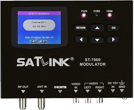 SatLink ST-7000 HDMI to RF Digital Modulator/Encoder Delivers 1080p HDMI Video to TVs as HD ATSC or QAM (J.83B) Channel via Coax Network