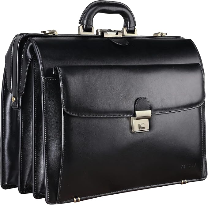 Banuce Leather Briefcase for Men Fits 15.6 inch Laptop Lawyer Briefcase