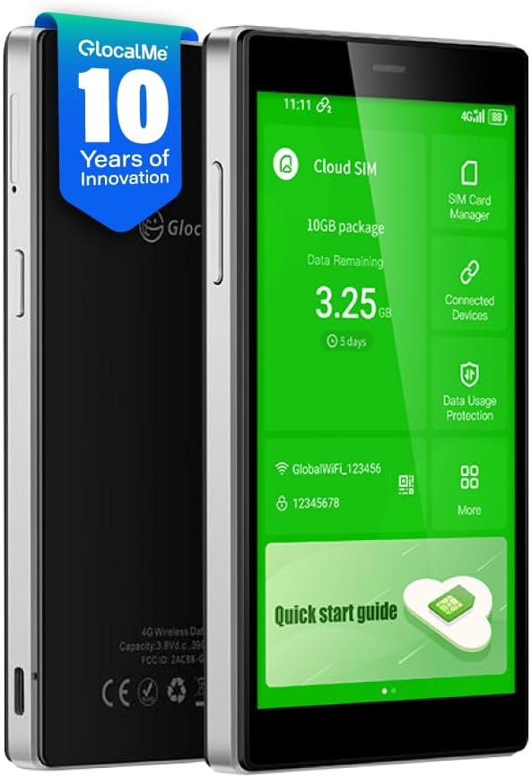 GlocalMe G4 Pro 4G Mobile Hotspot, 5 inch Touchscreen, International Travel