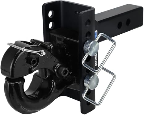 Shocker XR Adjustable Pintle Hitch, Fits 2" Hitch 8 Hole 1" Rise/7" Drop