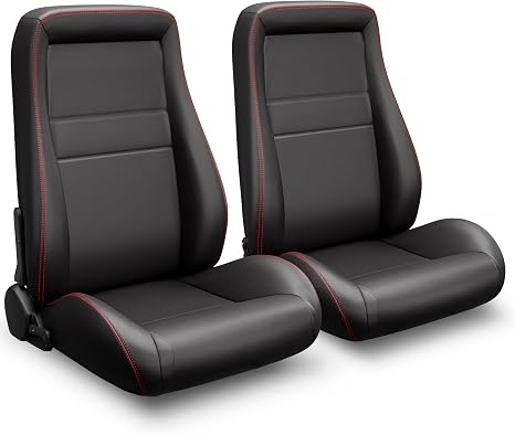 2 Pcs Bucket Seats, Universal-fit Racing Car Seats PVC OBS Style