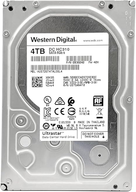 Western Digital Ultrastar DC HC320 HUS726T4TALE6L4 4TB 7200RPM 64MB Cache SATA 6.0Gb/s 3.5 Inch Internal Datacenter Hard Drive (Renewed)