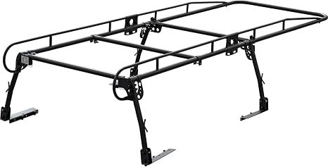 Buyers Products 1501153 Steel Truck Ladder Rack, 13 ft.,1000lb Limit, Fits Full Size Domestic Pickup Trucks With Crew Cabs, Claim Or Bolt Mount, Contractor Rack for Pickup Trucks, Cargo Rack for Truck