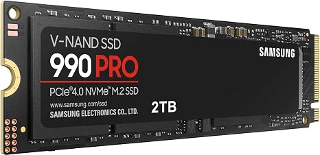 Samsung SSD 990 PRO 2TB, PCIe 4.0 M.2 2280, Up to 7,450 MB/s | NVMe Internal Solid State Hard Drive for High End Computing, Gaming, and Heavy Duty Workstations, (MZ-V9P2T0B/AM)