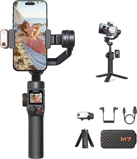 Hohem iSteady M7 Gimbal Stabilizer for Smartphone, Magnetic AI Tracker Fill Light, Detachable Touchscreen Remote Controller, Built-in Extension Rod, 500g Payload Gimbal Stabilizer for iPhone Android