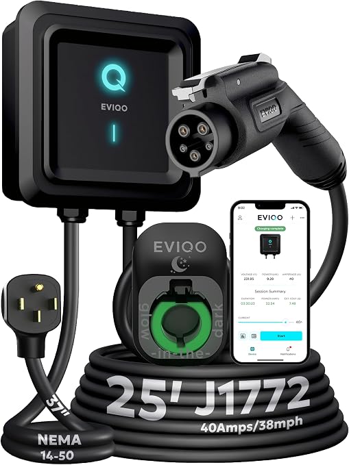 Level 2 EV Charger J1772 40A NEMA 14-50 - 240V Wall Charging Station