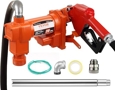 VEVOR Fuel Transfer Pump 12V DC 20 GPM 1/4 HP Gasoline Extractor Pump Kit