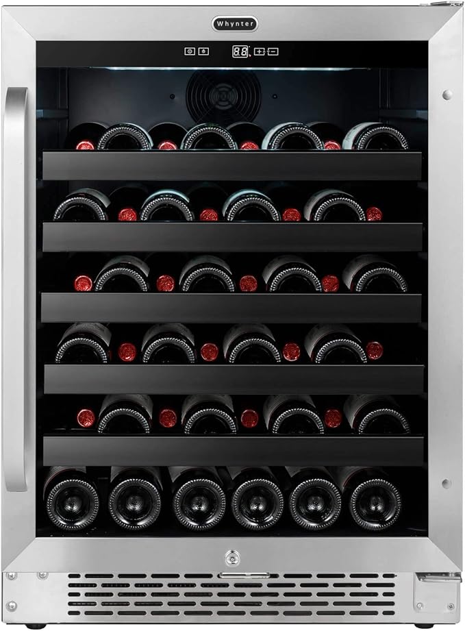 Whynter 24" Built-in Wine Cooler Refrigerator, 46 Bottle, Lock, BWR-408SB