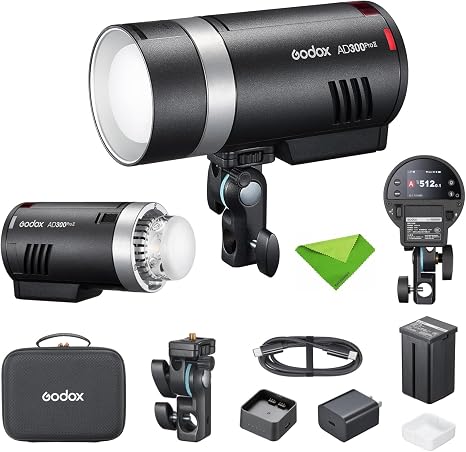 Godox AD300 Pro II AD300Pro II 300Ws TTL Outdoor Flash, 2.4G Wireless, 12W Bi-Color Modeling Light, 0.01~1.5s Recycle Time, 1/512 Light Control, Strobe Speedlight Monolight (Godox AD300 Pro Upgrade)