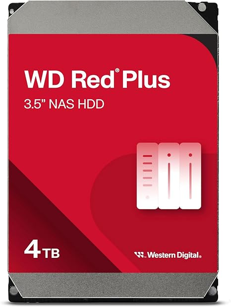 Western Digital WD RedPlus Internal HDD 4TB CMR 3.5 Inch SATA Cache 128MB 5400rpm NAS Compatible WD40EFZZ-AJP Eco Package