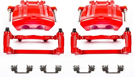 PowerStop Front Red Powder Coated Brake Caliper Pair for Chrysler 200 2014 |300 2012 |300 2016-21 |Dodge Challenger 2012-17 |Charger 2012-16 - High-Temp Brake Caliper Upgrade, S5016A