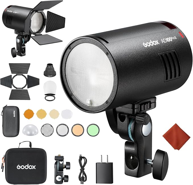 Godox AD100 pro II AD100pro II with AK-R1 Kit 2850mAh Outdoor Pocket Flash | AD100PROII TTL 100Ws 2.4G Wilreless X System 1/8000 HSS 0.01-1.5s Recycling 490 Full Power