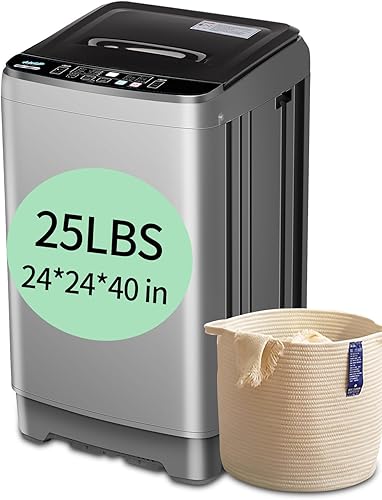 25 lbs Full Automatic Washing Machine Compact Washing Machine Grey