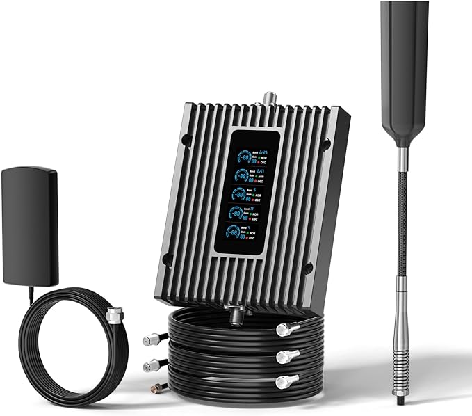 Cell Phone Booster for RV Truck with LCD Display | LCD Display,All U.S. Carriers -Verizon, AT&T, T-Mobile & More,FCC Approved
