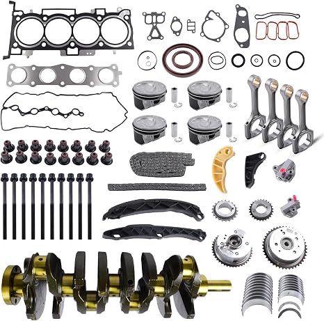 Engine Rebuild Overhaul Kit with Crankshaft, Timing Chain Kit, Head Gasket Set, Pistons for Kia Sportage Hyundai Sonata Santa Fe Sport 2.4L G4KJ, crankkit-2.4