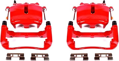 PowerStop Front Red Powder Coated Brake Caliper Pair for Ford F-150 2005-08 | Lincoln Mark LT 2006-08 - High-Temp Brake Caliper Upgrade, S4974
