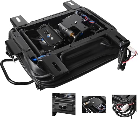 Heavy Duty Air Suspension Seat Base with 24V/12V Built-in Compressor, Adjustable Height & Slide Rail, Compatible with RVs, Trucks & Commercial Vehicles, Shock Absorbing, Easy Install (12V)
