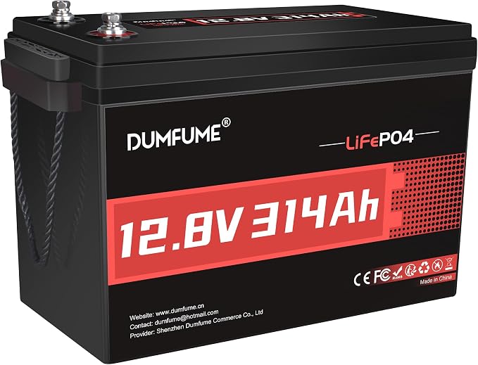 12V 300Ah (314Ah) LiFePO4 Lithium Battery With 4019Wh Energy | 200A BMS 15000+ Deep Cycles Low Temp Protection Rechargeable Battery IP65 Waterproof for RV, Solar, Off-Grid,Marine