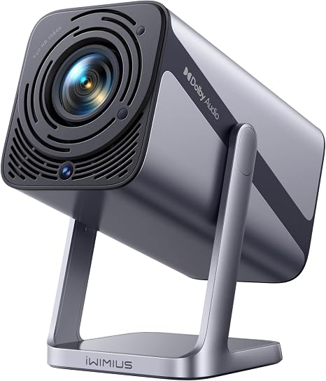 [4K Support/Auto Focus/360°Adjustable Stand]Smart-Mini-Projector with WiFi 6 and Bluetooth5.2, Native 1080P Portable Projector, Dolby Audio, iWIMIUS Outdoor Movie Proyector Compatible with Netflix