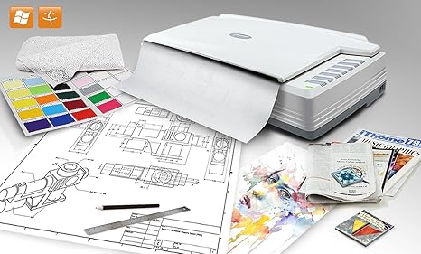 Plustek OpticPro A320L Large Format Flatbed Scanner - 1600 dpi Optical | Up to 12" x 17" scan area - Built-in Toshiba High Quailty Image CCD Sensor for Art scan - Windows,Mac, ICA & Twain Compliant