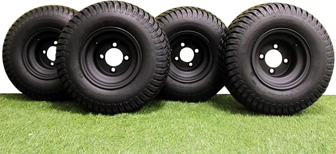 Antego 18x8.50-8 Golf Cart Tire & Wheel, ATW-003 Matte Black, Set of 4
