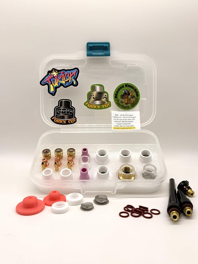Large Diameter Glass/Ceramic Welding Cups, Furick Starter Kit 17, 18, and 26 Torch (FU17-SK)