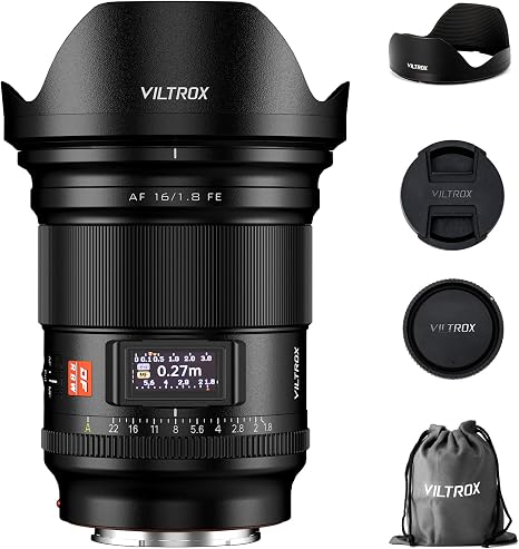 VILTROX AF 16mm F1.8 FE Lens for Sony E Mount, f/1.8 Large Aperture Auto Focus Full Frame Wide-Angle Lens for Sony E-Mount Camera a7IV a7CII a7RV a7S III ZV-E10 II ZV-E10 a6700 a6400 a7iii a9 ZVE1 A1
