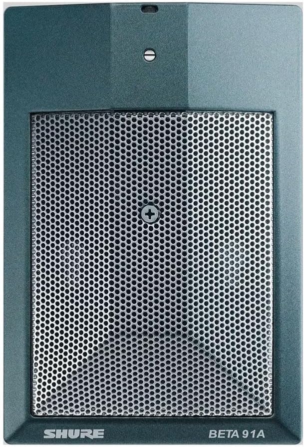 Shure BETA 91A Half-Cardioid Condenser Kick Drum Microphone | Half-cardioid condenser kick mic with built-in preamp and XLR connector in a low-profile, clutter-free design