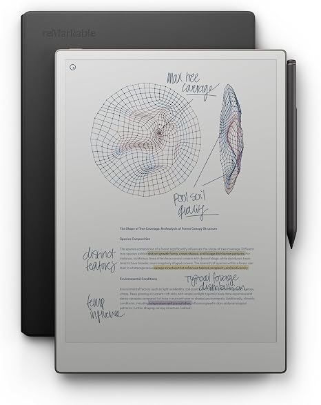 reMarkable Paper Pro with Marker Plus and Black Leather Book Folio | 11.8” color e ink paper tablet with reading light, digital notebook for writing, reading, and better thinking