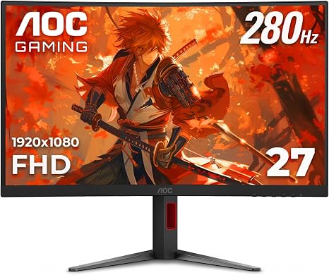 AOC 27 Inch Curved Gaming Monitor FHD 280Hz VA 0.3ms HDR, C27G4ZH