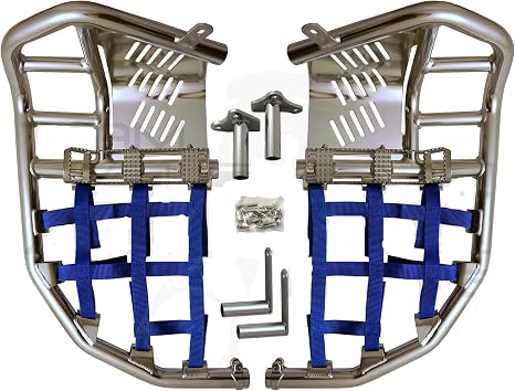 Compatible with Yamaha Raptor 660 YFM 660R (2001-2005) Propeg Nerf Bars Silver w/Blue Net