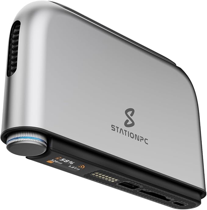 PocketCloud Portable NAS, M.2 NVMe & SD Card Slots, Up to 8TB Capacity (Diskless), One-Click Backup, Wi-Fi 6 Support, LCD Display & App Control, Dual 3200mAh Batteries for Outdoor Backup