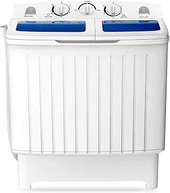COSTWAY Portable Washing Machine, 12Lbs Washer and 8Lbs Spinner, Blue+White