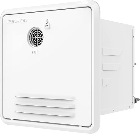 Furrion® RV Tankless Gas 60,000 BTU Water Heater - 16.14" x 16.14" White Door - 2.4 GPM – Vortex technology steadies temperatures – Propane gas-powered technology, electric ignition – 2021128847