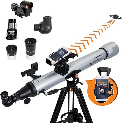 Celestron StarSense Explorer LT 80AZ Smartphone Guided Refractor Telescope | Smartphone App Sky Navigation, Lightweight Manual Refractor Telescope, Perfect First Telescope, Great for Kids & Families