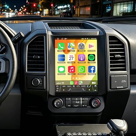 for Ford F150 2015 2016 2017 2018 2019 2020 Android 15 Car Stereo 8-core, 12.1 Inch IPS Touch Screen Car Radio with Wireless Carplay/Android Auto,GPS, WiFi, Bluetooth, FM, DVR