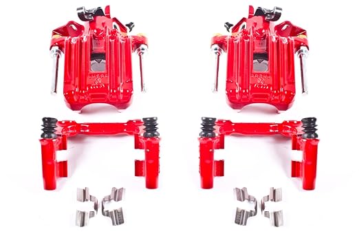PowerStop Rear Red Powder Coated Brake Caliper Pair for Audi TT Quattro 2000-06 | Volkswagen Jetta 2001-05 - High-Temp Brake Caliper Upgrade, S2574