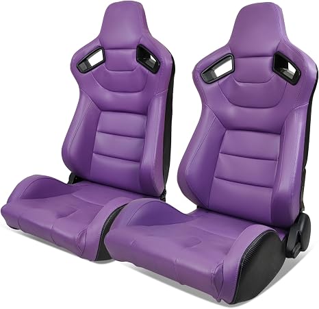 Universal Racing Seats with 14" Dual Sliders Purple PU W/Purple Stitching