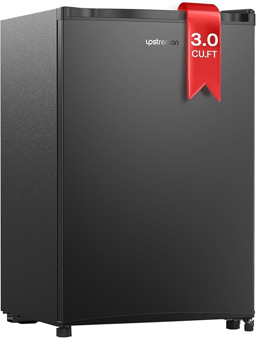 Upstreman 3.0 Cu.ft Upright Freezer, Reversible Door for Home, Dorm (Black)