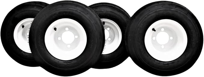 Antego 18x8.50-8 Golf Cart Tire & Wheel Assembly, ATW-009 White, Set of 4