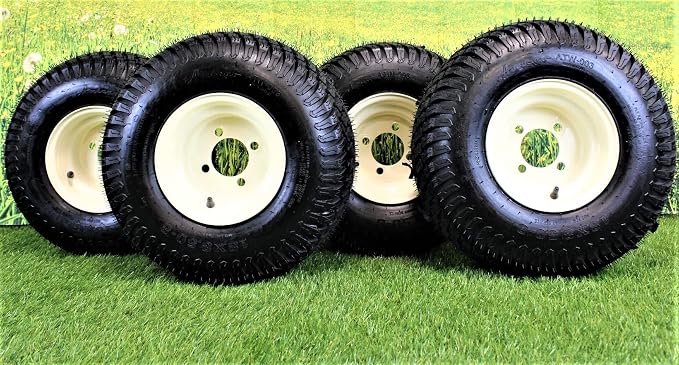 Antego 18x8.50-8 Golf Cart Tire & Wheel Assembly, ATW-003 Tan, Set of 4