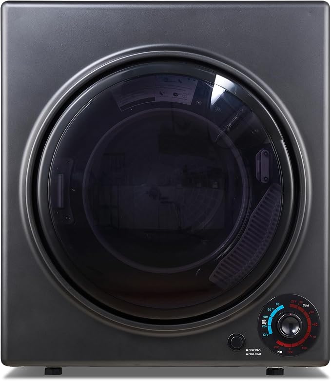 Portable Clothes Dryer 3.5 cu.ft, 1500W Compact Dryer for Apartment, Front Load Laundry Dryer Machine with Stainless Steel Tub & 4 Automatic Drying Mode, RVs, Dorms, Black