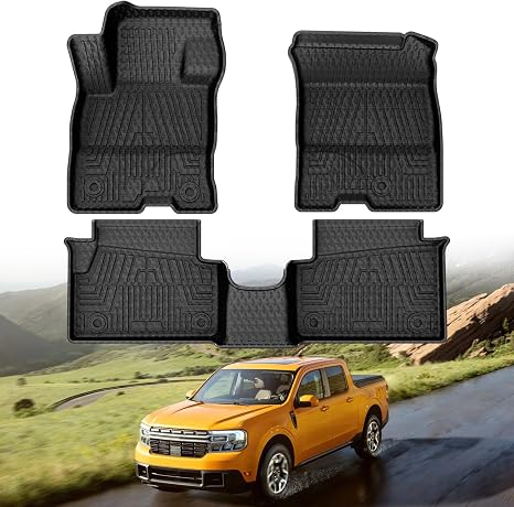 Mixsuper Custom Fit Floor Mats for Ford Maverick 2026 2025 2024 2023 2022 (Only Fits Hybrid Models) All Weather Floor Liners 1st & 2nd Row Set Black